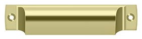 SHP40U3-UNL 4" Rectangular Shell Pull Unlacquered Bright Brass Finish