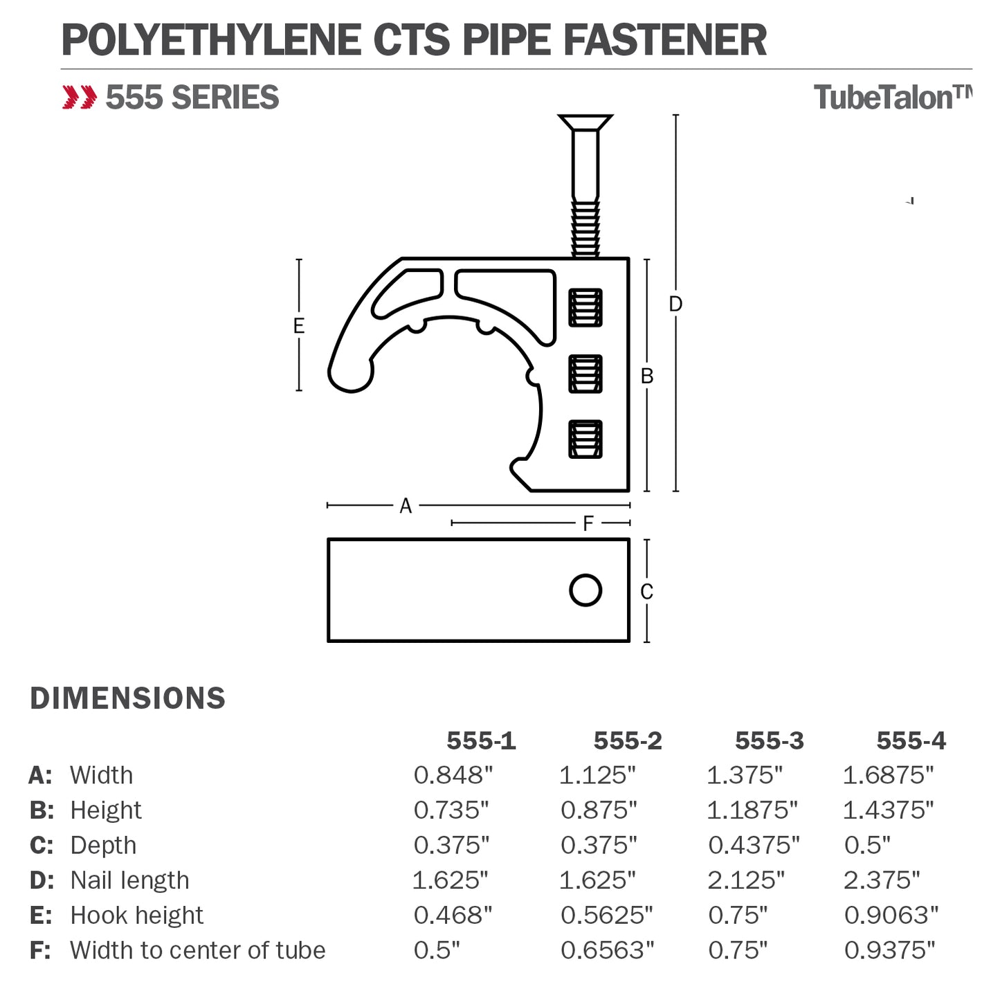 Sioux Chief 555-3 - TubeTalon 3/4" CTS Tube Hanger with Nail