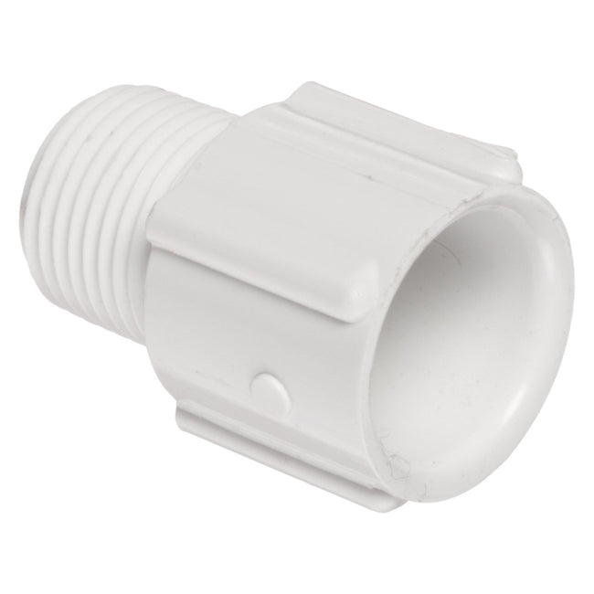 436-015 - 1-1/2"  PVC Pipe Fitting, Adapter, Schedule 40, White, NPT Male x Socket