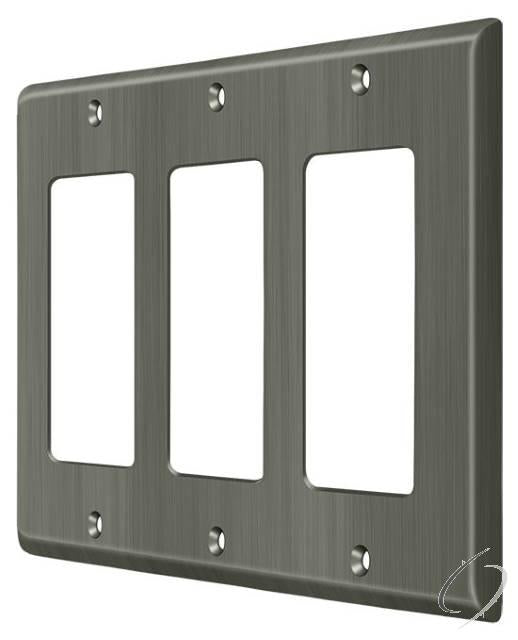 SWP4740U15A Switch Plate; Triple Rocker; Antique Nickel Finish