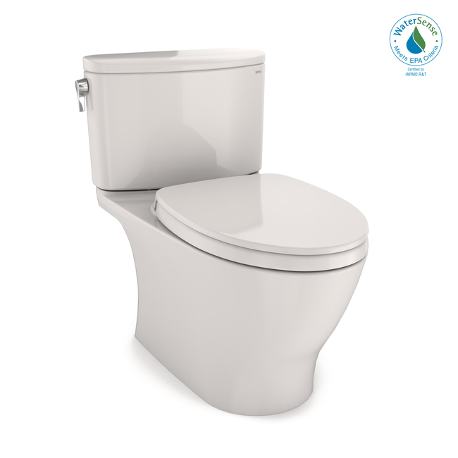 Toto MS442124CEFG#11 - Nexus Two-Piece Elongated 1.28 GPF Universal Height Toilet with CEFIONTECT and SS124 SoftClose Seat, WASHLET+ Ready-Colonial White