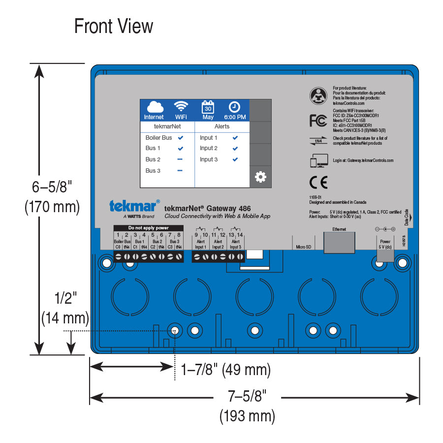 486 - tekmarNet Gateway, Cloud Connectivity with Web and Mobile App