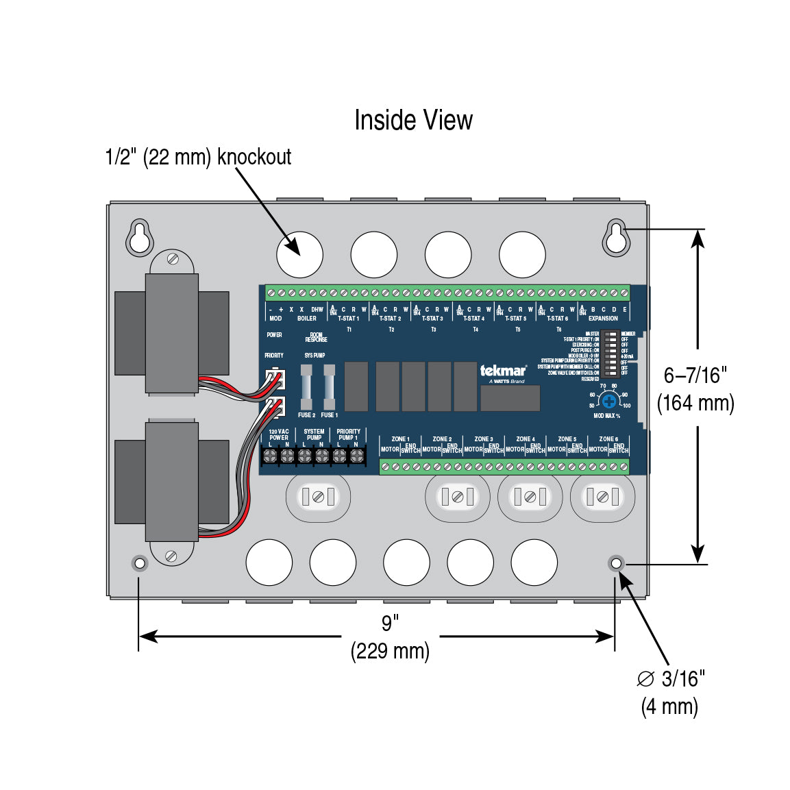 Tekmar 306V - Zone Valve Control, Six Zones with Priority