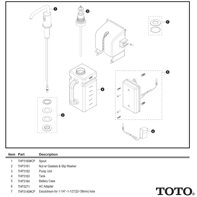 Toto THP3162 - Pump Unit for Automatic Soap Dispenser