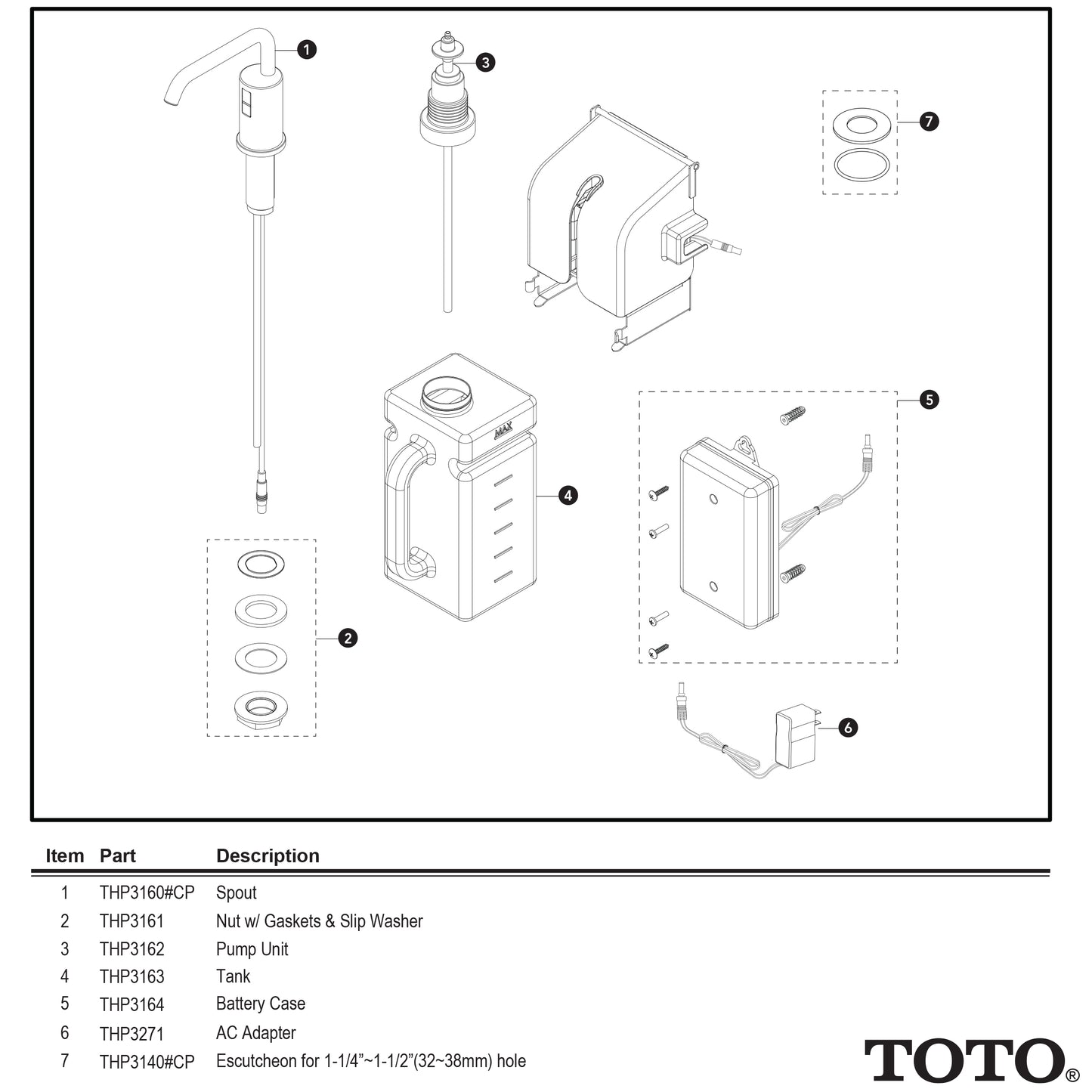 Toto THP3162 - Pump Unit for Automatic Soap Dispenser