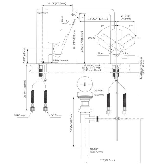 GR Side Handle Bathroom Faucet with Comfort Glide and Drain Assembly - Polished Chrome - 1.2 GPM - T