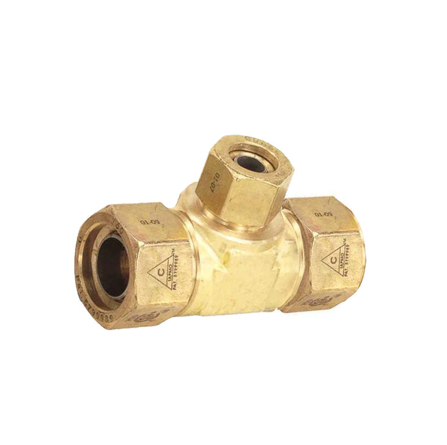 FGP-TF750-T500 - AutoFlare Brass Reducer Tee Fitting - 3/4" x 3/4" x 1/2"