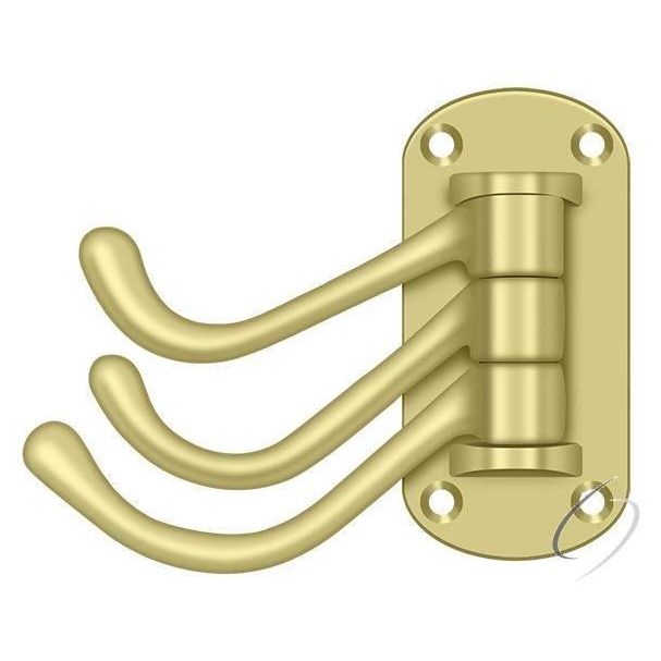 TSH40U3 Triple Swivel Hook; Heavy Duty; 4" Projection; Bright Brass Finish