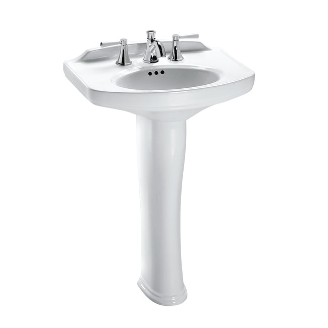 Toto LPT642.4#01 - Dartmouth 24-1/4" Pedestal Bathroom Sink with 3 Faucet Holes Drilled,4"Faucet Centers  and Overflow-Cotton