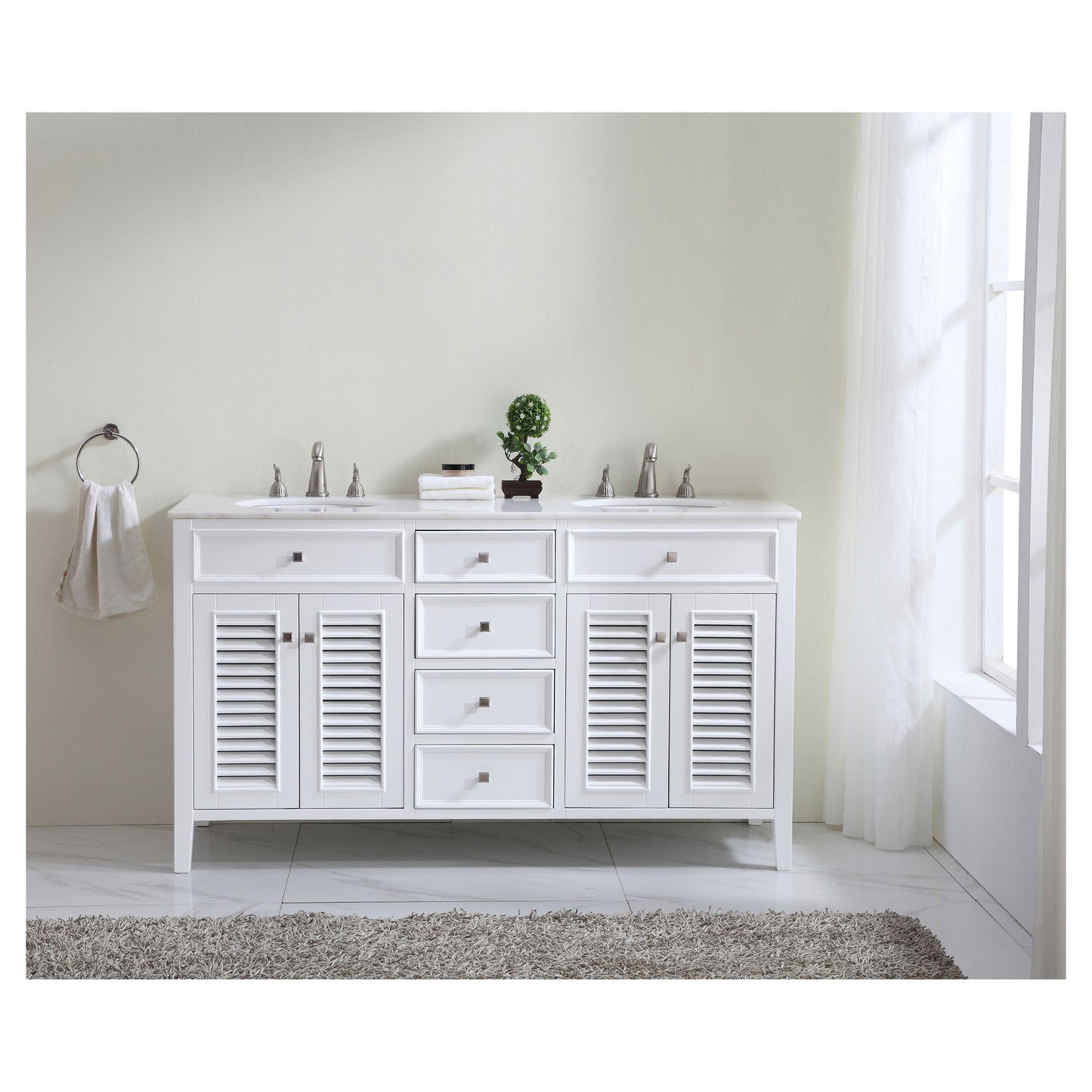 VF-1042 60" Double Bathroom Vanity Set in White