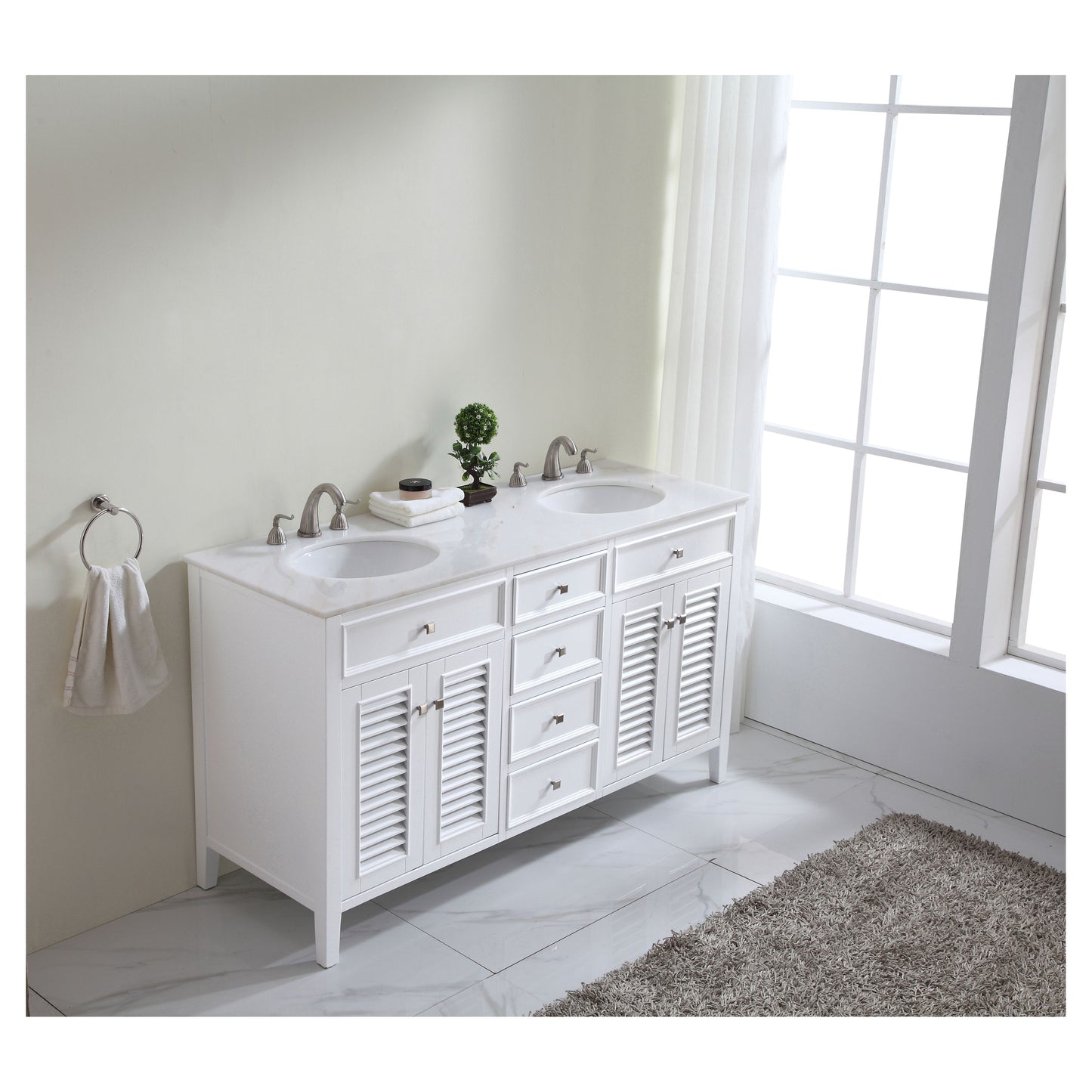 VF-1042 60" Double Bathroom Vanity Set in White