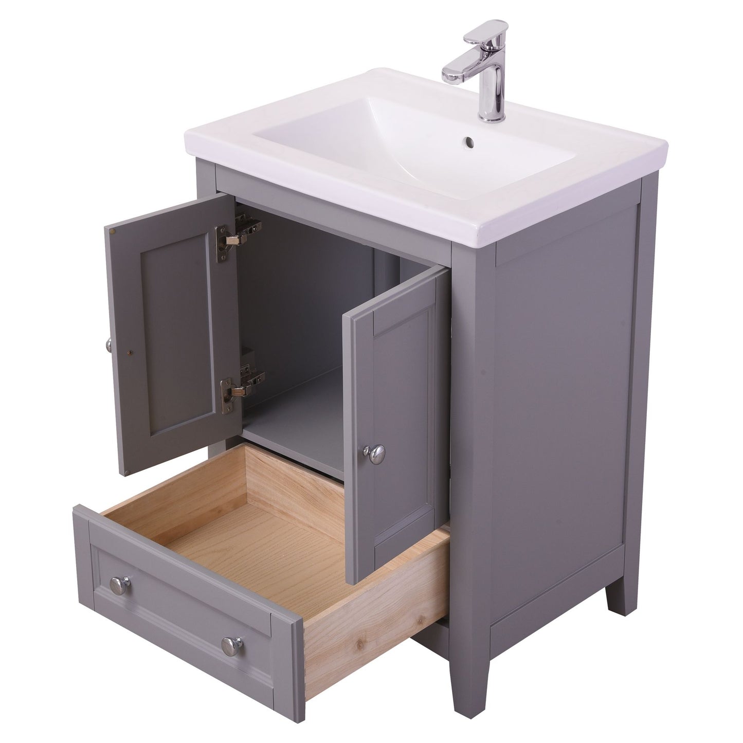 VF-2002 24" Single Bathroom Vanity Set in Medium Grey
