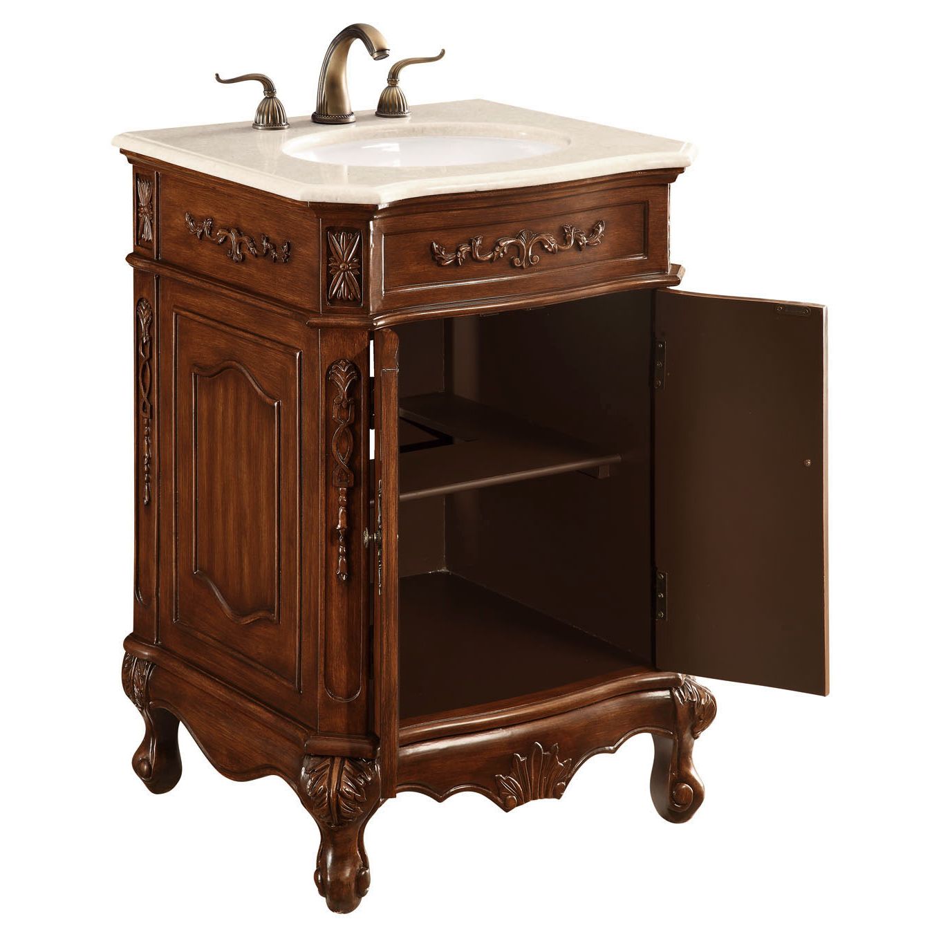 VF-1005 24" Single Bathroom Vanity Set in Brown