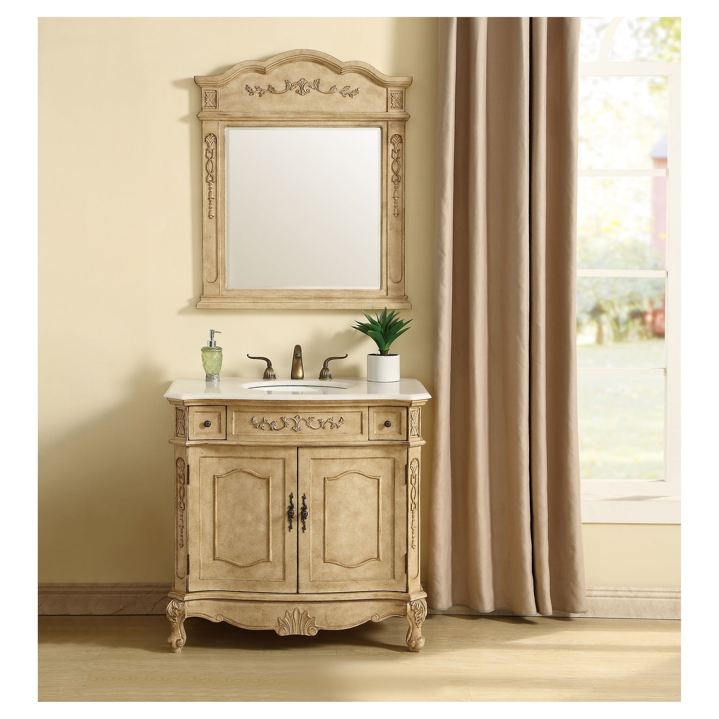 VF10136AB 36" Single Bathroom Vanity Set in Antique Beige