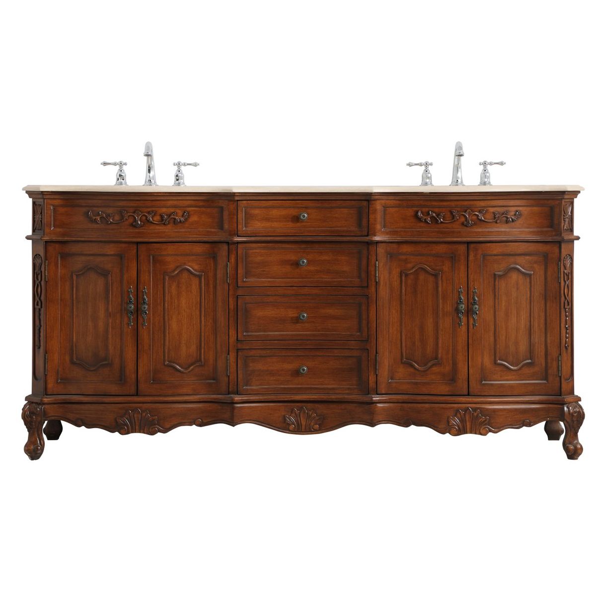 VF10172DTK 72" Double Bathroom Vanity in Teak