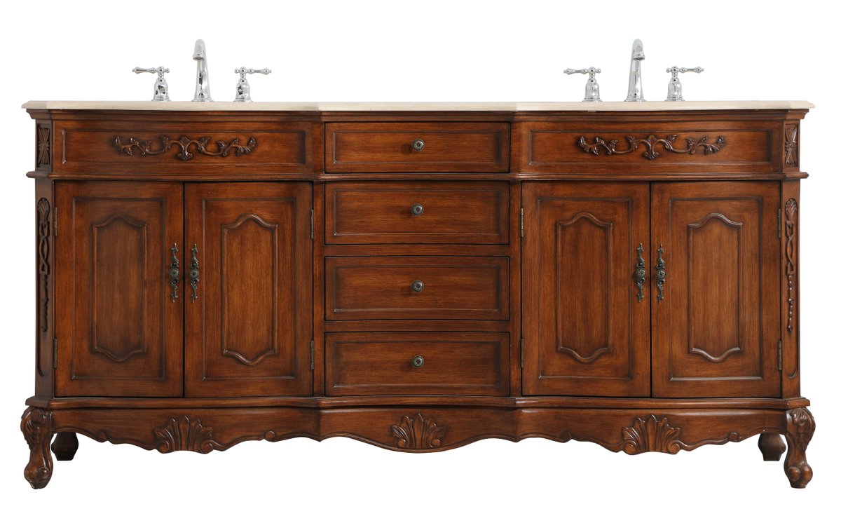VF10172DTK 72" Double Bathroom Vanity in Teak