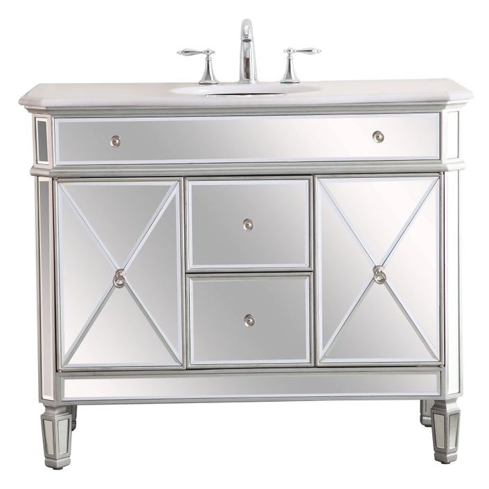 VF11042SL 42" Single Bathroom Vanity Set in Antique Silver