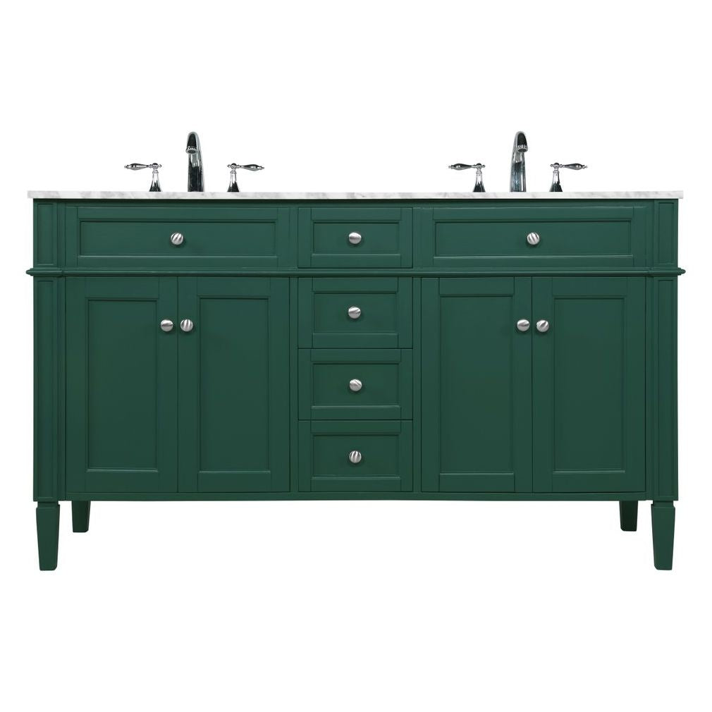 VF12560DGN 60" Double Bathroom Vanity in Green
