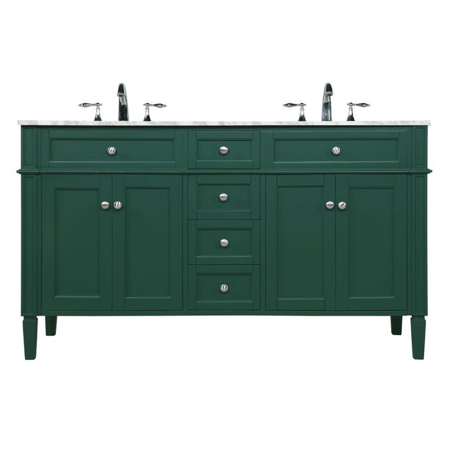 VF12560DGN 60" Double Bathroom Vanity in Green