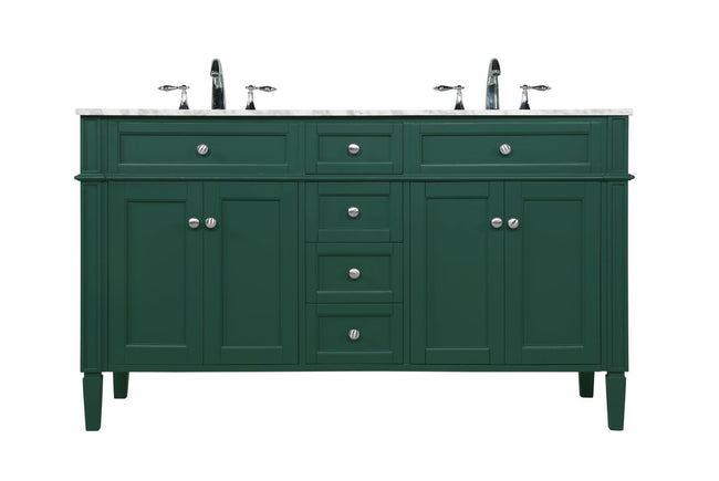 VF12560DGN 60" Double Bathroom Vanity in Green