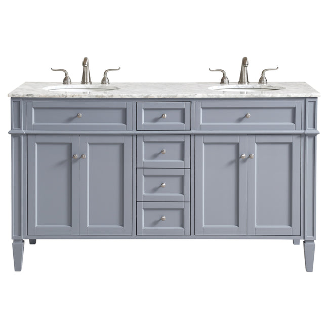 VF12560DGR 60" Double Bathroom Vanity Set in Grey