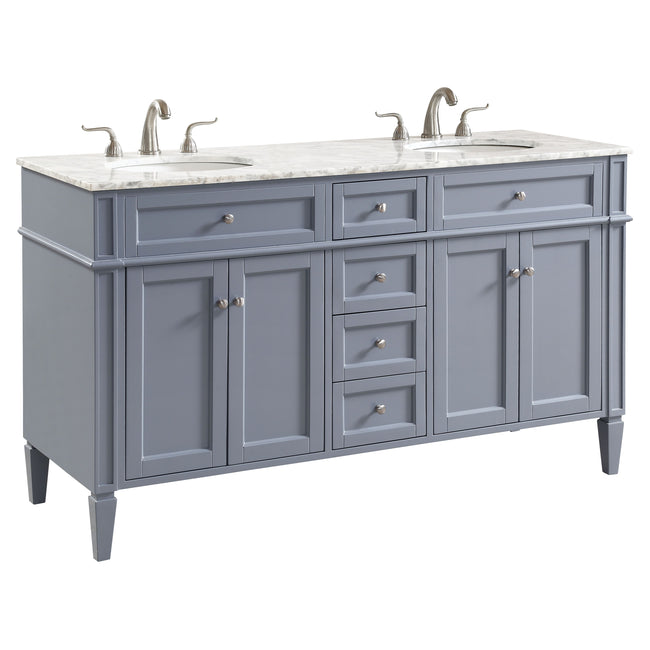VF12560DGR 60" Double Bathroom Vanity Set in Grey