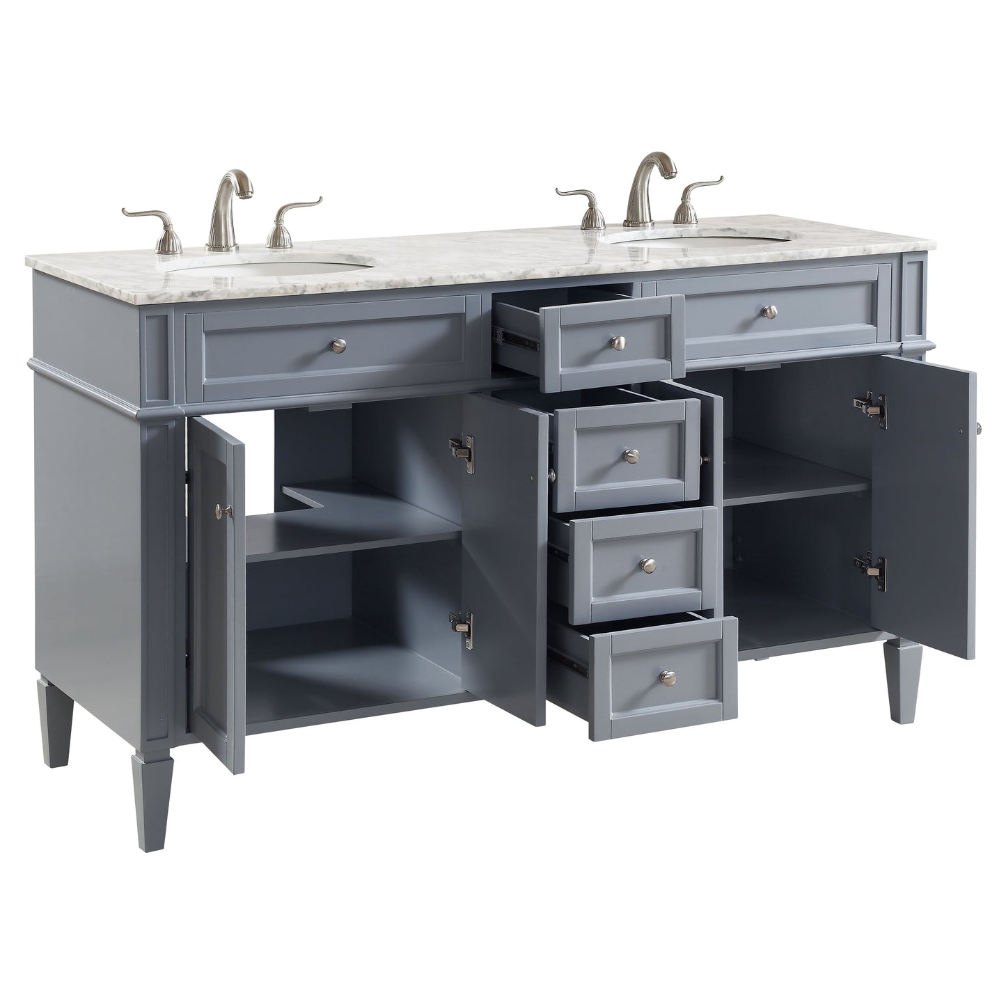 VF12560DGR 60" Double Bathroom Vanity Set in Grey