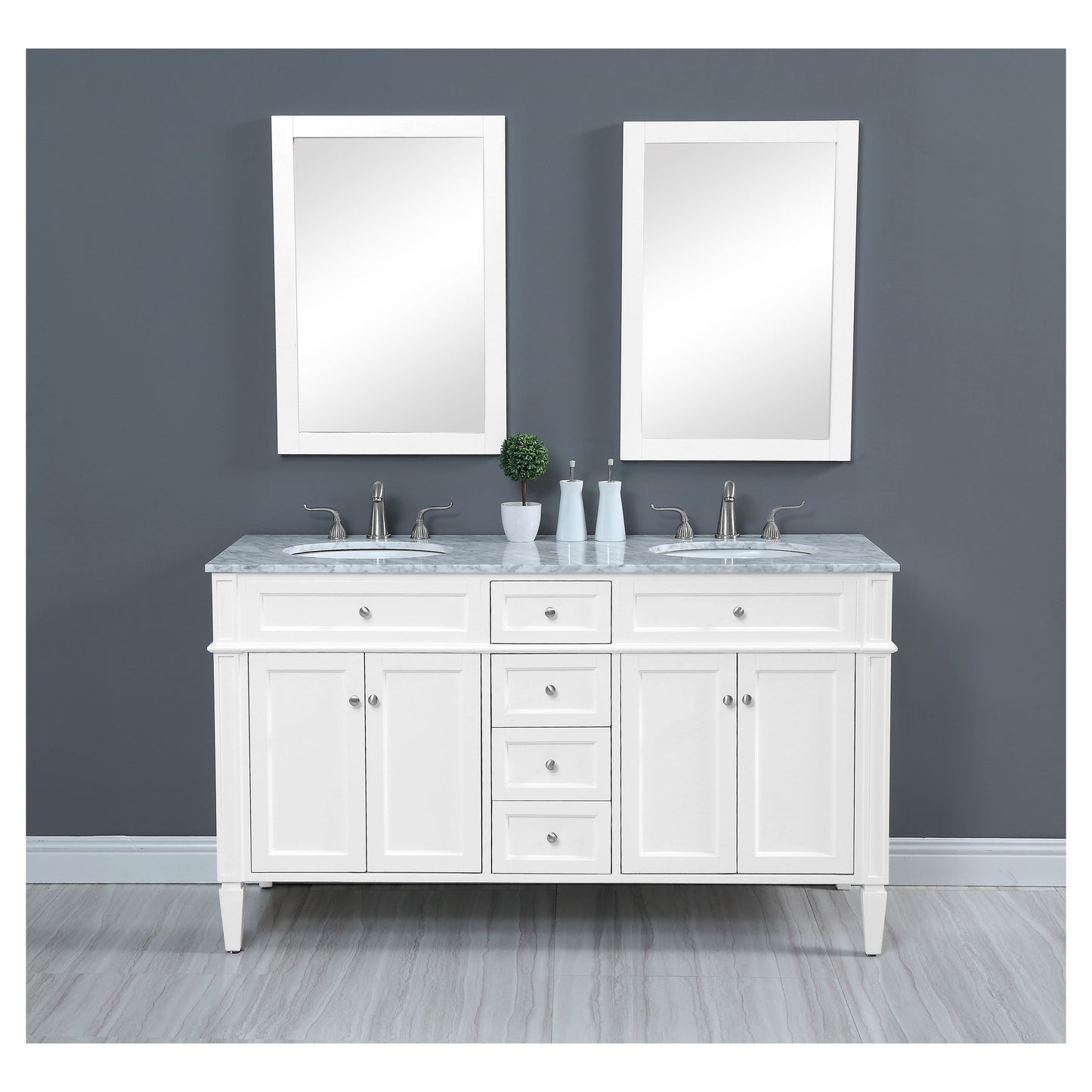 VF12560DWH 60" Double Bathroom Vanity Set in White