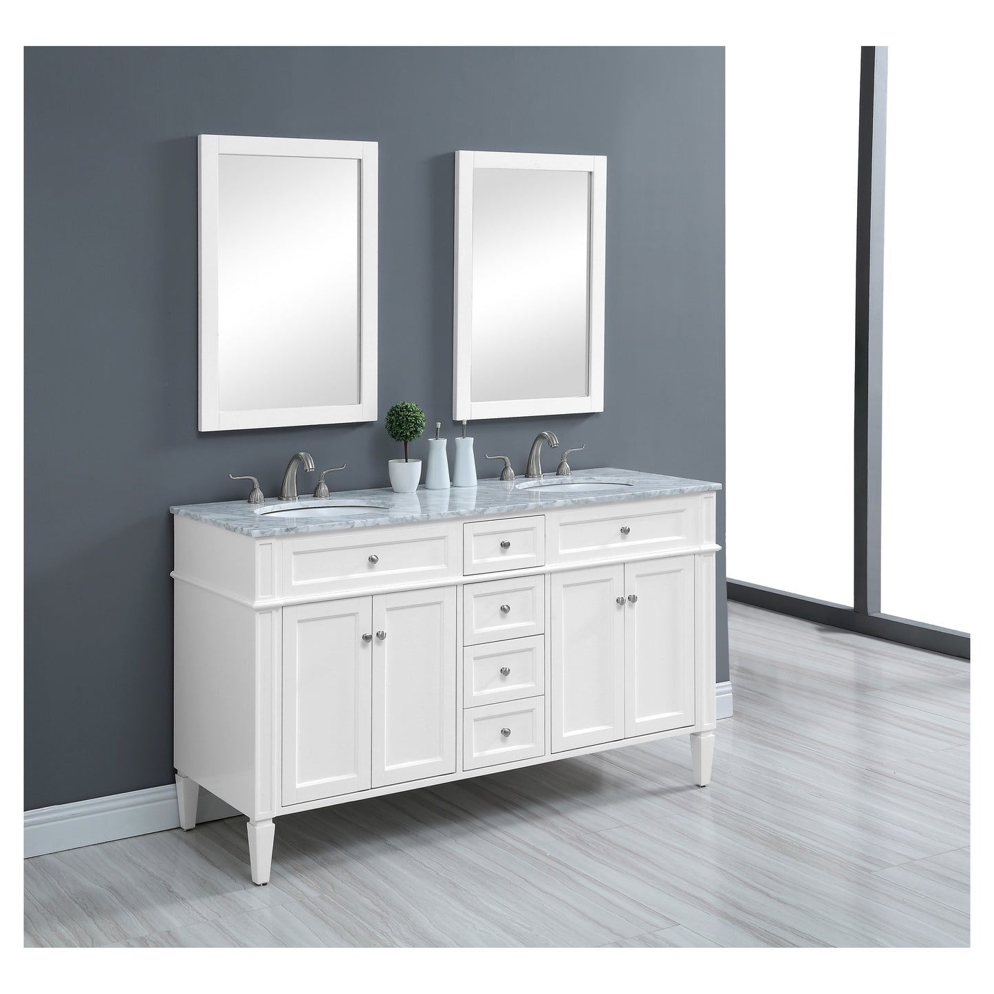 VF12560DWH 60" Double Bathroom Vanity Set in White