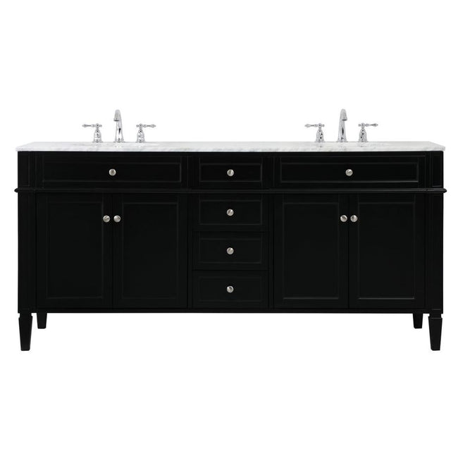 VF12572DBK 72" Double Bathroom Vanity in Black