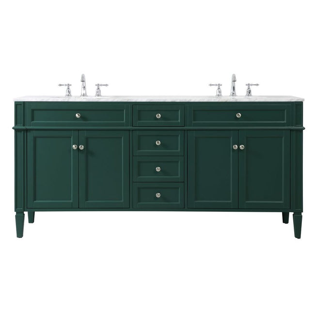 VF12572DGN 72" Double Bathroom Vanity in Green