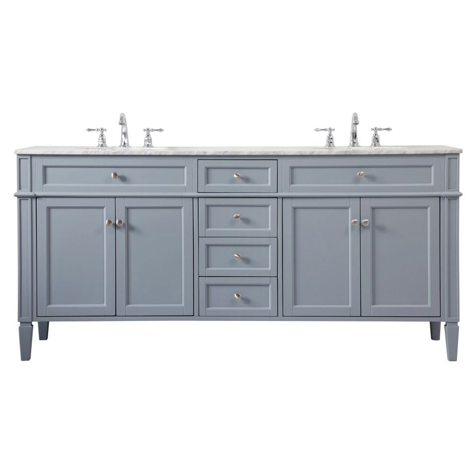 VF12572DGR 72" Double Bathroom Vanity in Grey