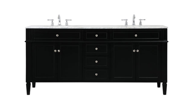 VF12572DBK 72" Double Bathroom Vanity in Black