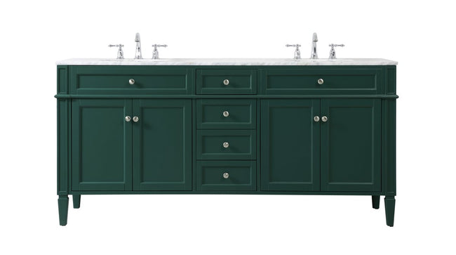 VF12572DGN 72" Double Bathroom Vanity in Green