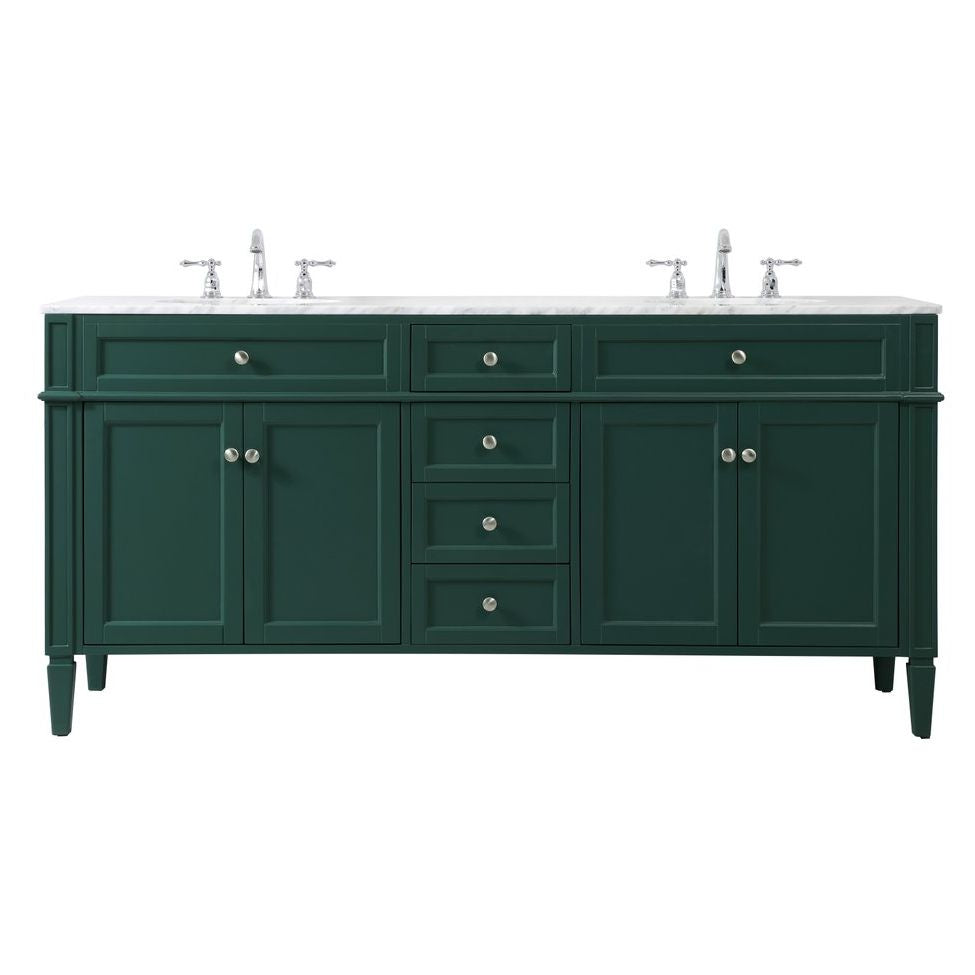 VF12572DGN 72" Double Bathroom Vanity in Green