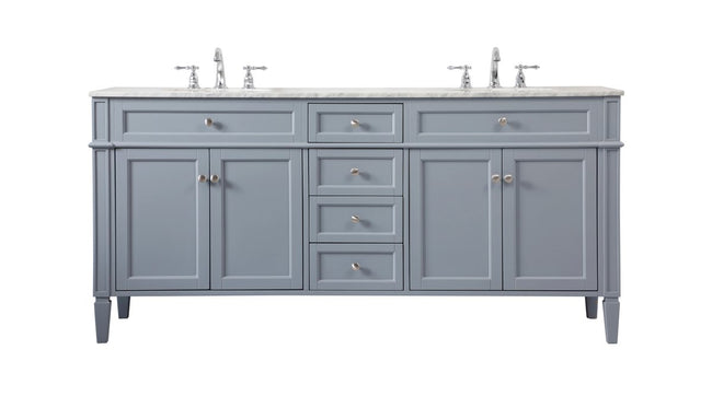 VF12572DGR 72" Double Bathroom Vanity in Grey