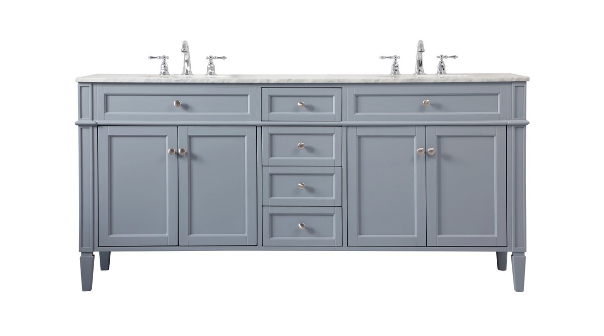 VF12572DGR 72" Double Bathroom Vanity in Grey