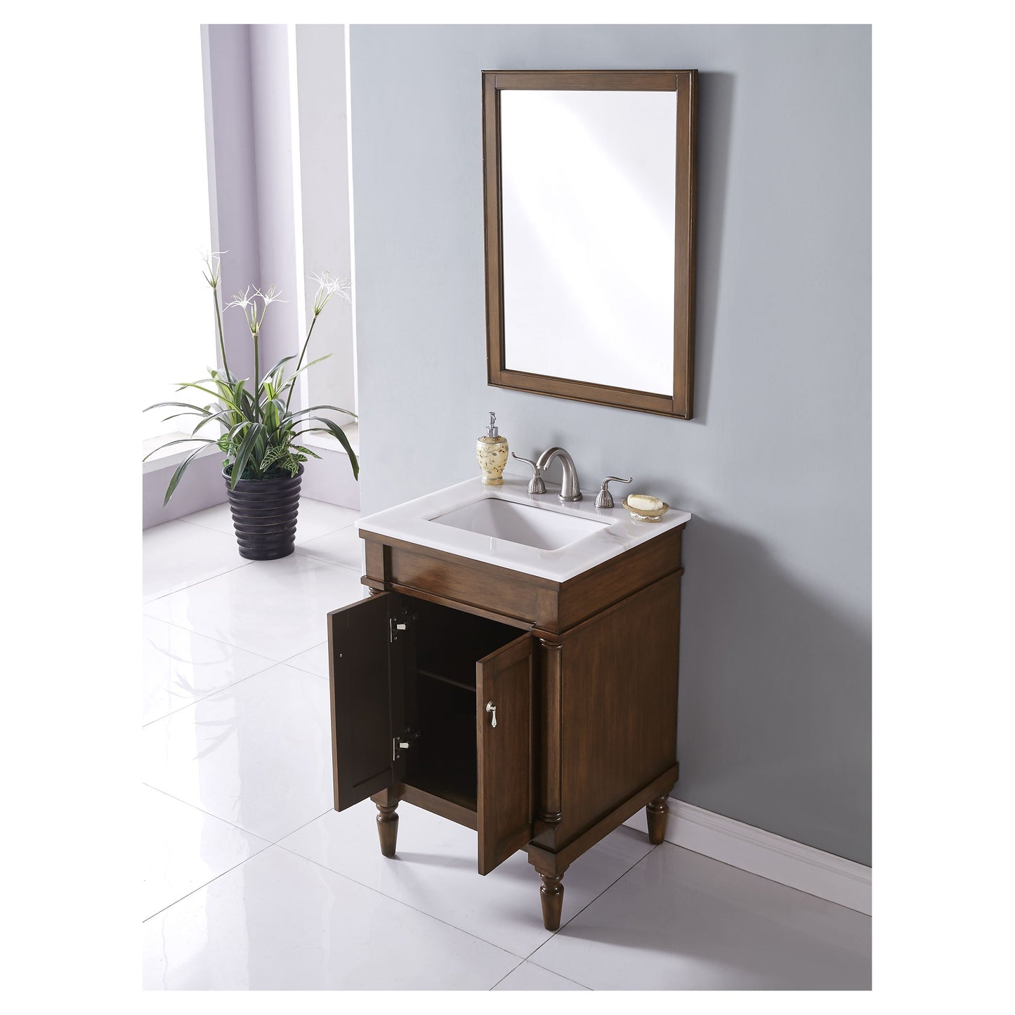 VF13024WT 24" Single Bathroom Vanity Set in Walnut