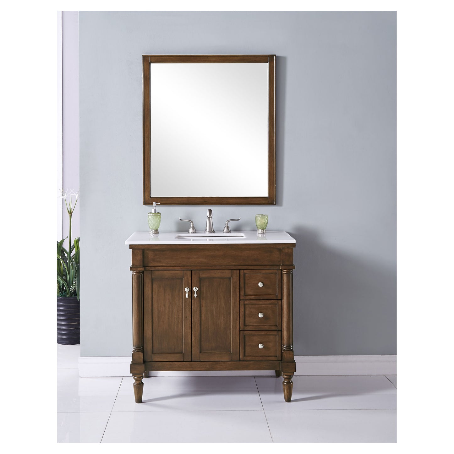 VF13036WT 36" Single Bathroom Vanity Set in Walnut