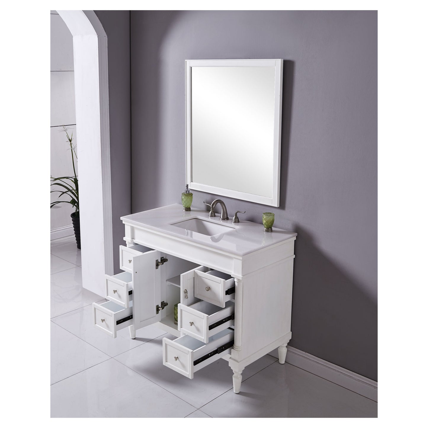 VF13042AW 42" Single Bathroom Vanity Set in Antique White