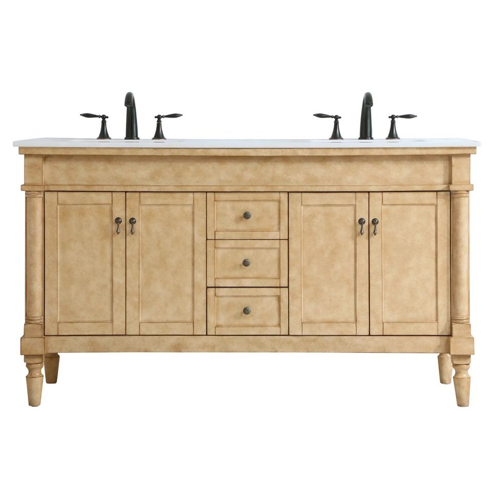 VF13060DAB 60" Double Bathroom Vanity in Antique Beige