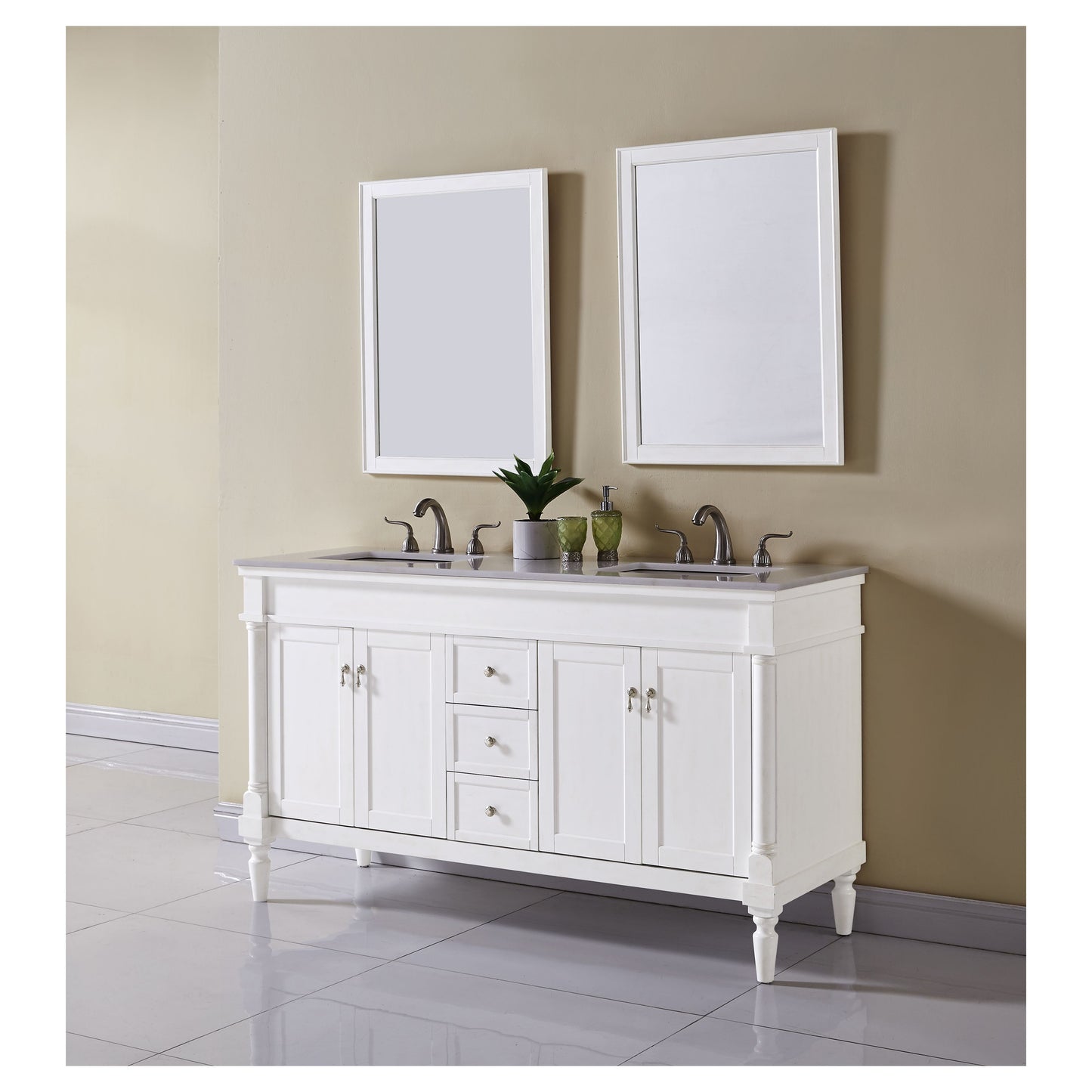 VF13060DAW 60" Single Bathroom Vanity Set in Antique White
