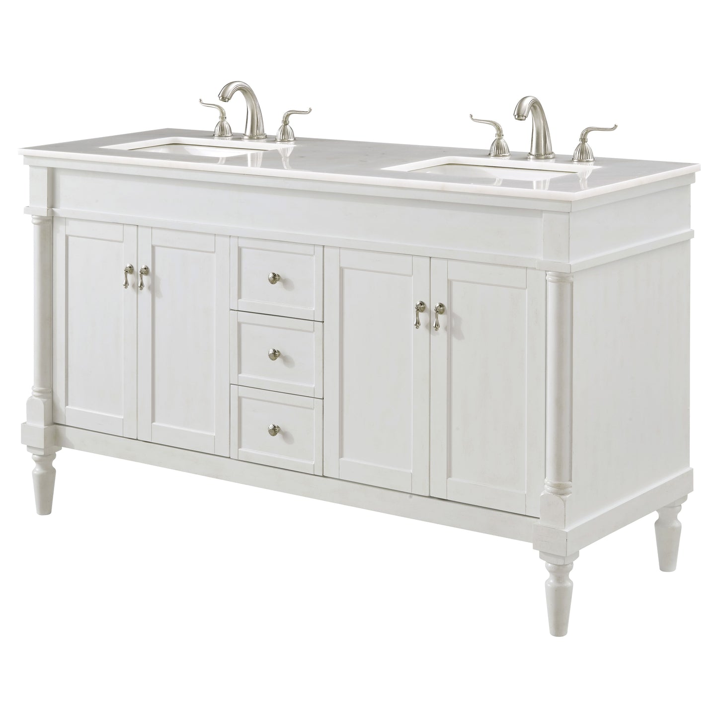VF13060DAW 60" Single Bathroom Vanity Set in Antique White