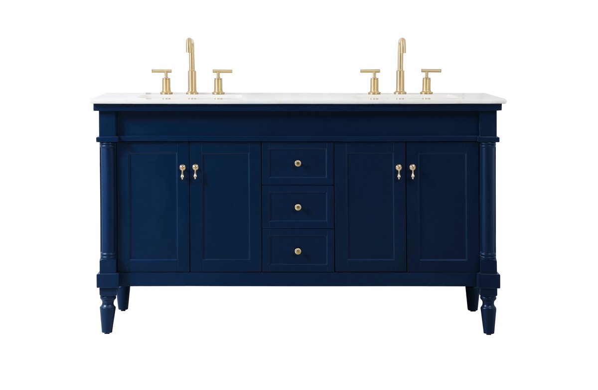 VF13060DBL 60" Double Bathroom Vanity in Blue
