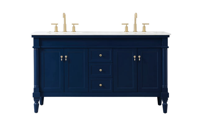 VF13060DBL 60" Double Bathroom Vanity in Blue