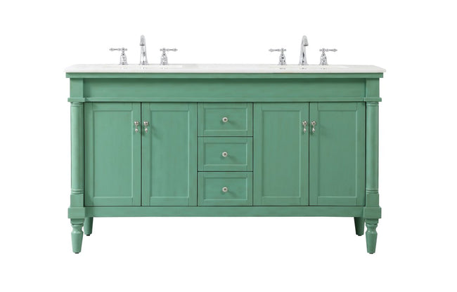VF13060DVM 60" Double Bathroom Vanity in Vintage Mint