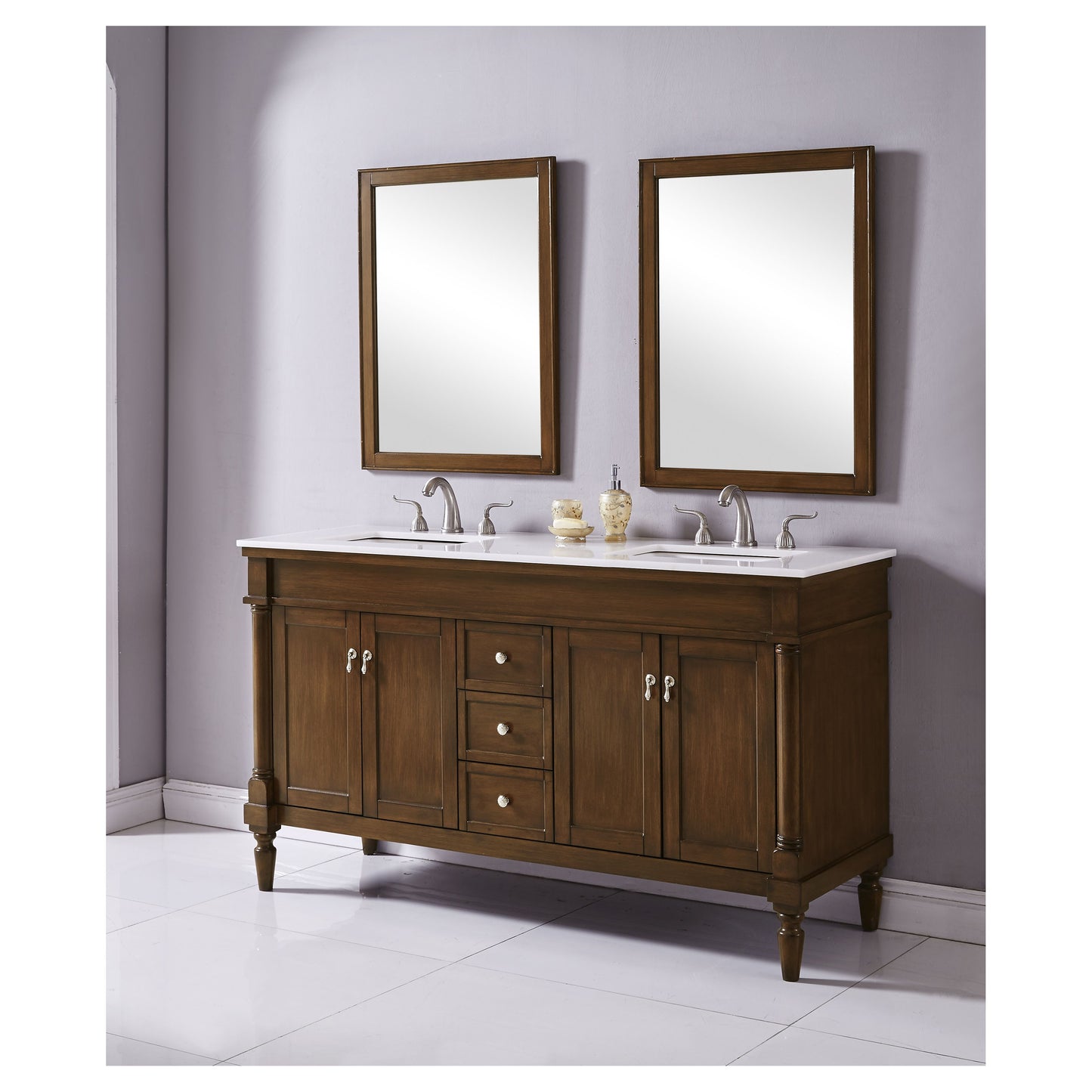 VF13060DWT 60" Single Bathroom Vanity Set in Walnut