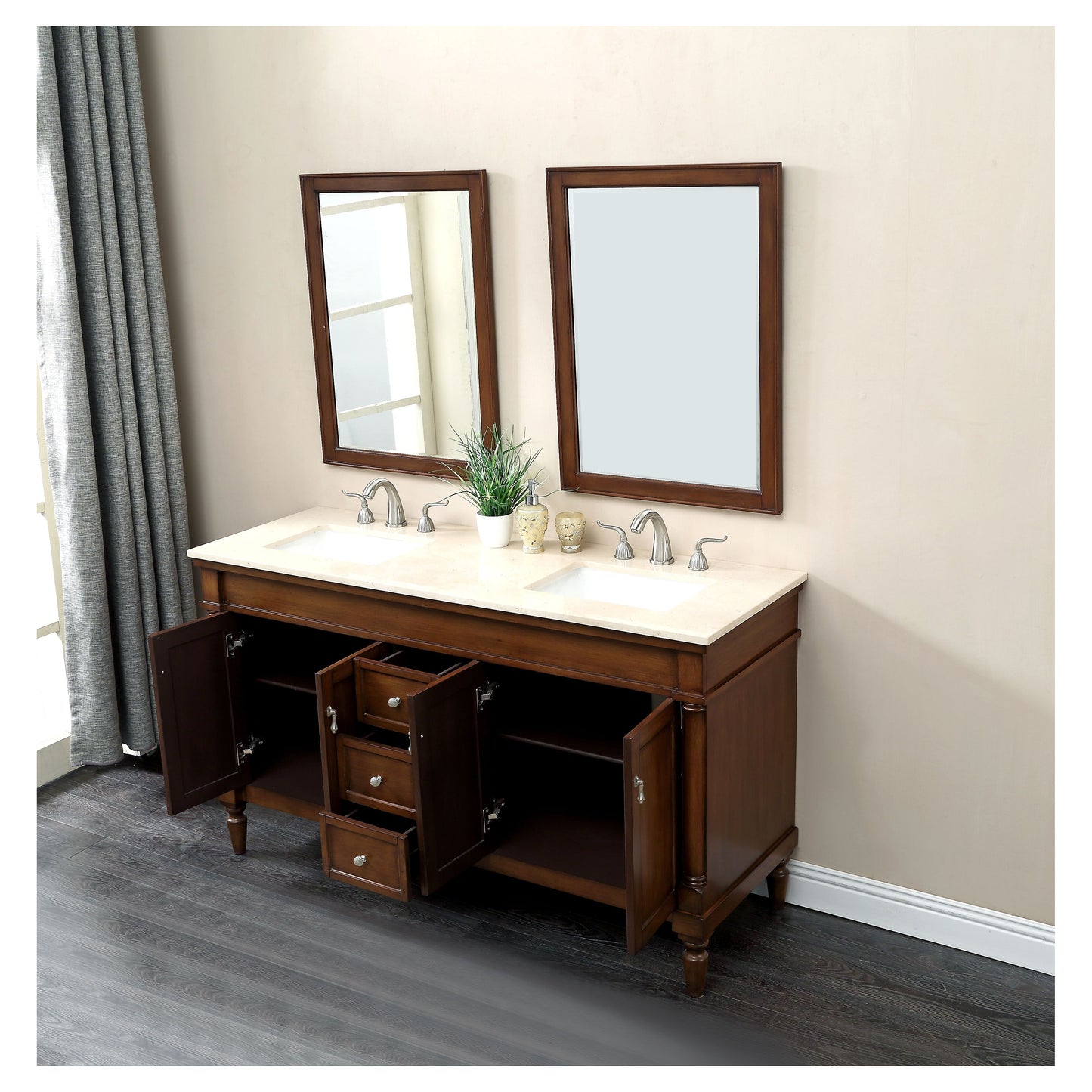 VF13060DWT 60" Single Bathroom Vanity Set in Walnut