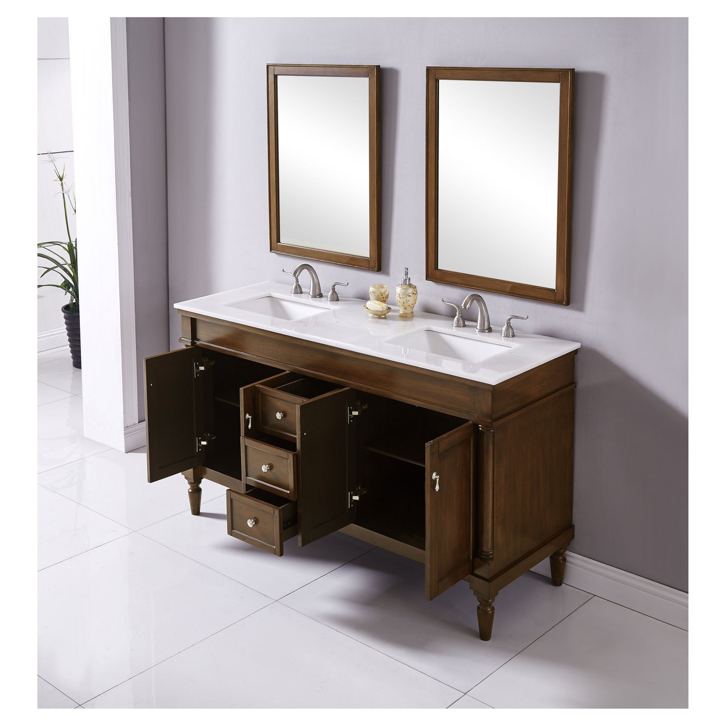 VF13060DWT 60" Single Bathroom Vanity Set in Walnut