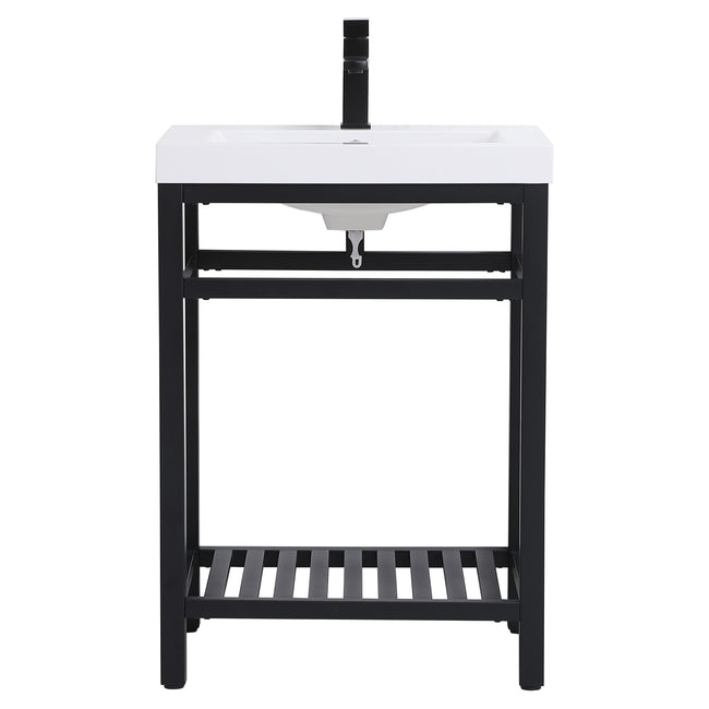 VF14024BK 24" Single Bathroom Metal Vanity in Black